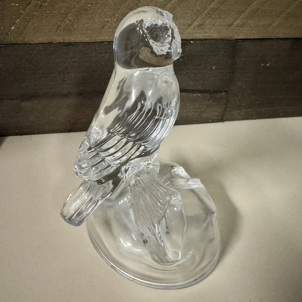 Lead Crystal Owl on Branch Frosted‎ Base 5.5